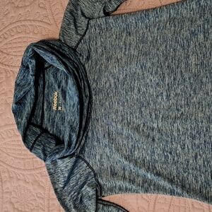 Reebok blue cowl neck top with thumb holes, size medium.